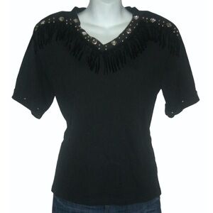 Vintage 80's Designs Limited Studded Fringe Bling Western Shirt Retro Boho Rodeo